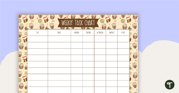 Owls Pattern - Weekly Task Chart teaching resource