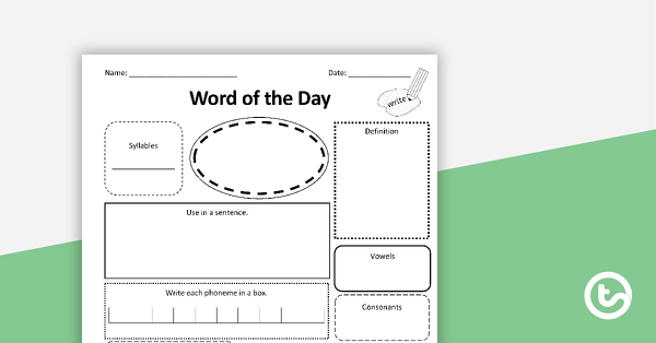 Go to Word Of The Day Worksheet (intermediate) teaching resource
