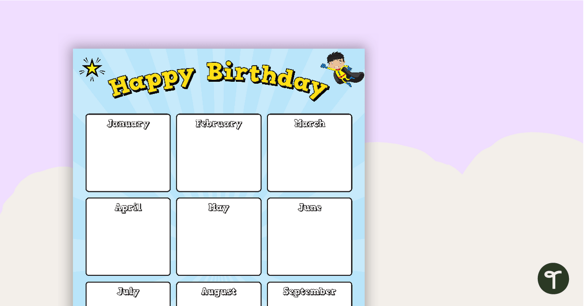Superheroes - Happy Birthday Chart teaching resource