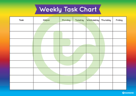 Rainbow - Weekly Task Chart teaching resource