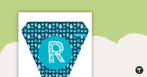 Monster Pattern - Letters and Numbers Pennant Banner teaching resource