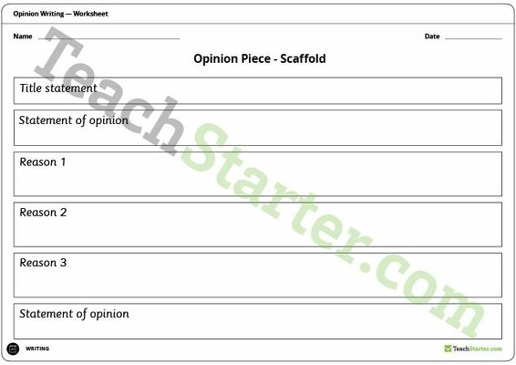Simple Opinion Pieces - Writing Scaffold teaching resource
