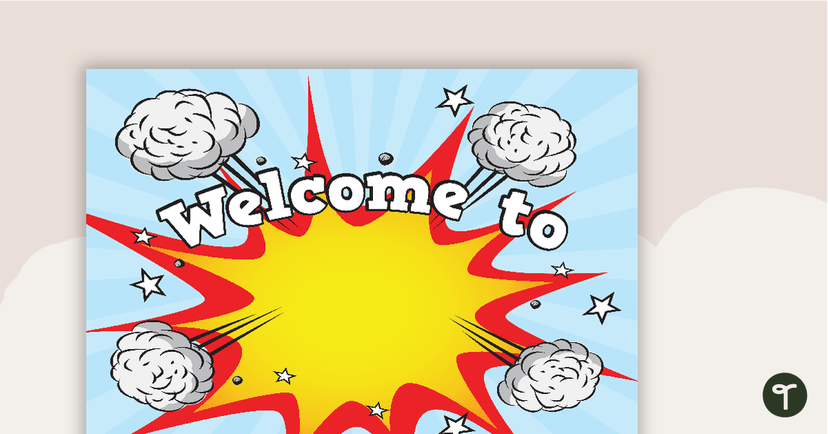 Superheroes - Welcome Sign and Name Tags teaching resource