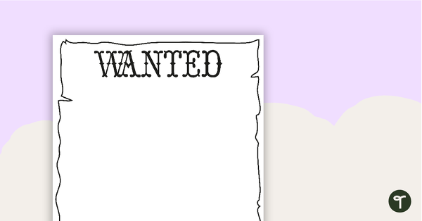 Blank Wanted Poster Template BW teaching resource