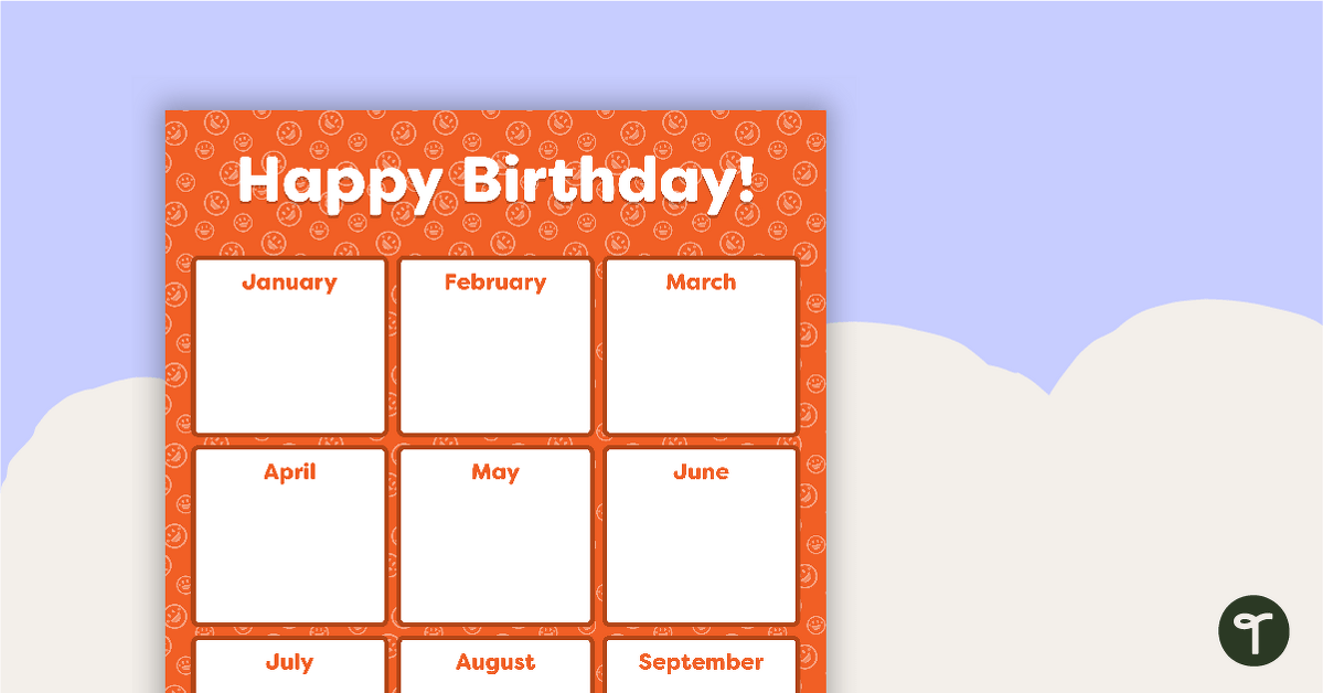 Orange Emoji - Happy Birthday Chart teaching resource