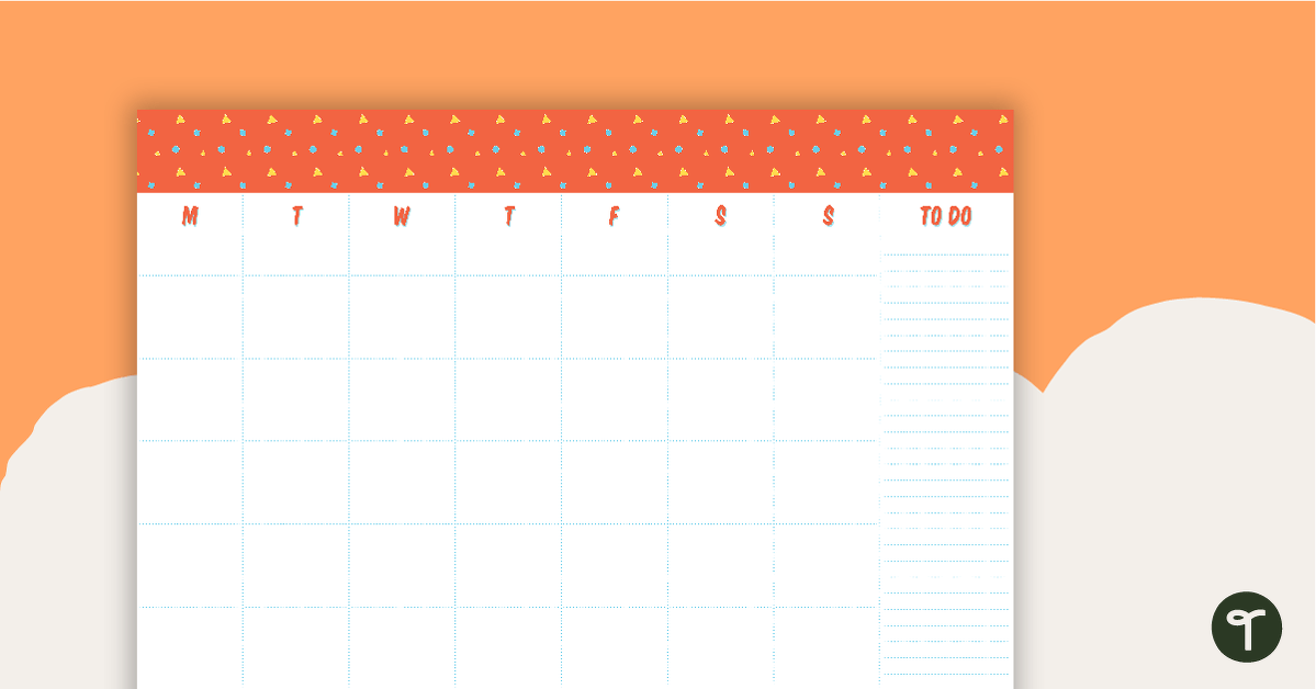 Generic Calendar Template - Orange Shapes teaching resource
