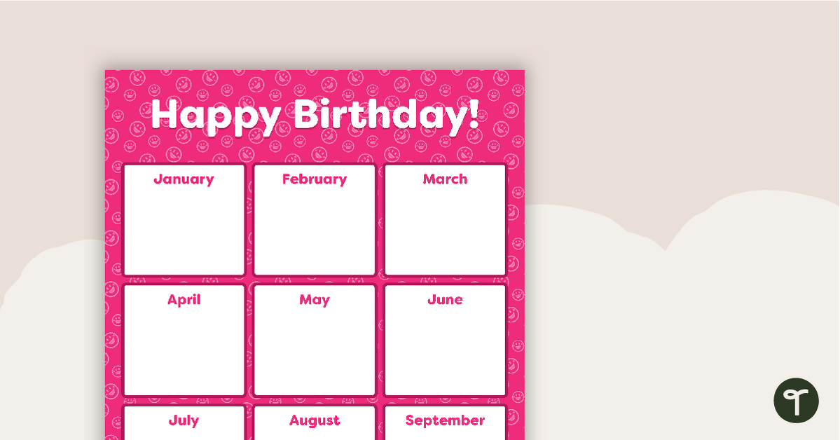 Pink Emoji - Happy Birthday Chart teaching resource