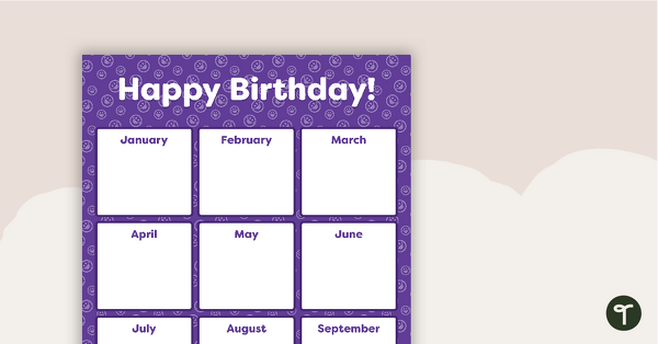 Purple Emoji - Happy Birthday Chart teaching resource