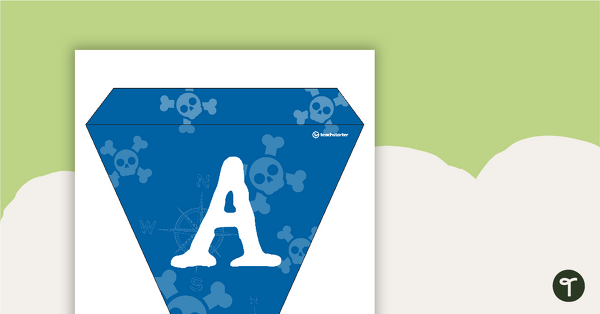 Preview image for Pirates (Blue) - Letters and Number Pennant Banner - teaching resource