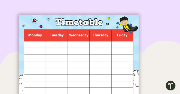 Superheroes - Weekly Timetable teaching resource