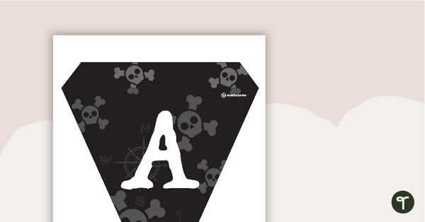 Preview image for Pirates (Black) - Letters and Number Pennant Banner - teaching resource