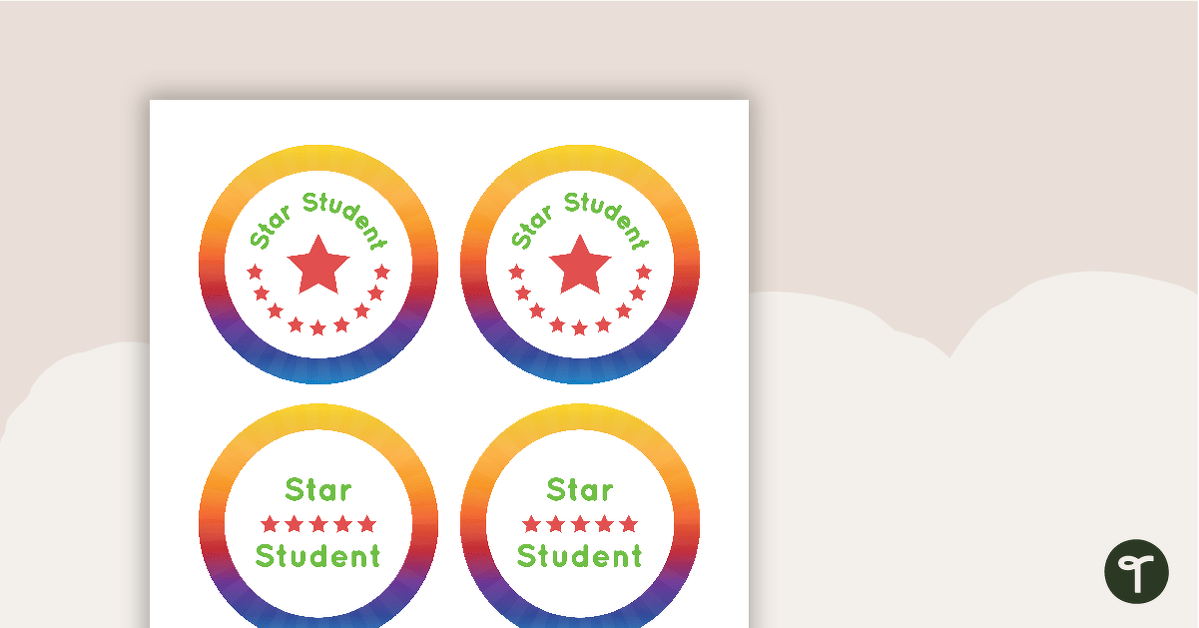 Rainbow - Star Student Badges teaching resource