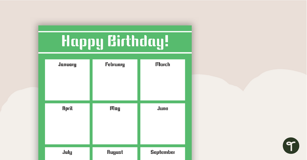 Go to Rugby Theme - Birthday Chart teaching resource