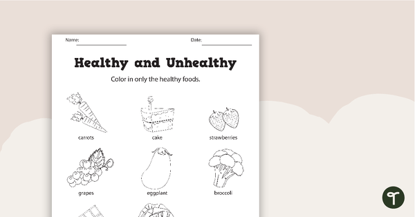 Image of Healthy and Unhealthy Food Choices Worksheets