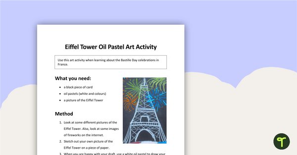 Preview image for Eiffel Tower Oil Pastel Art Activity - teaching resource