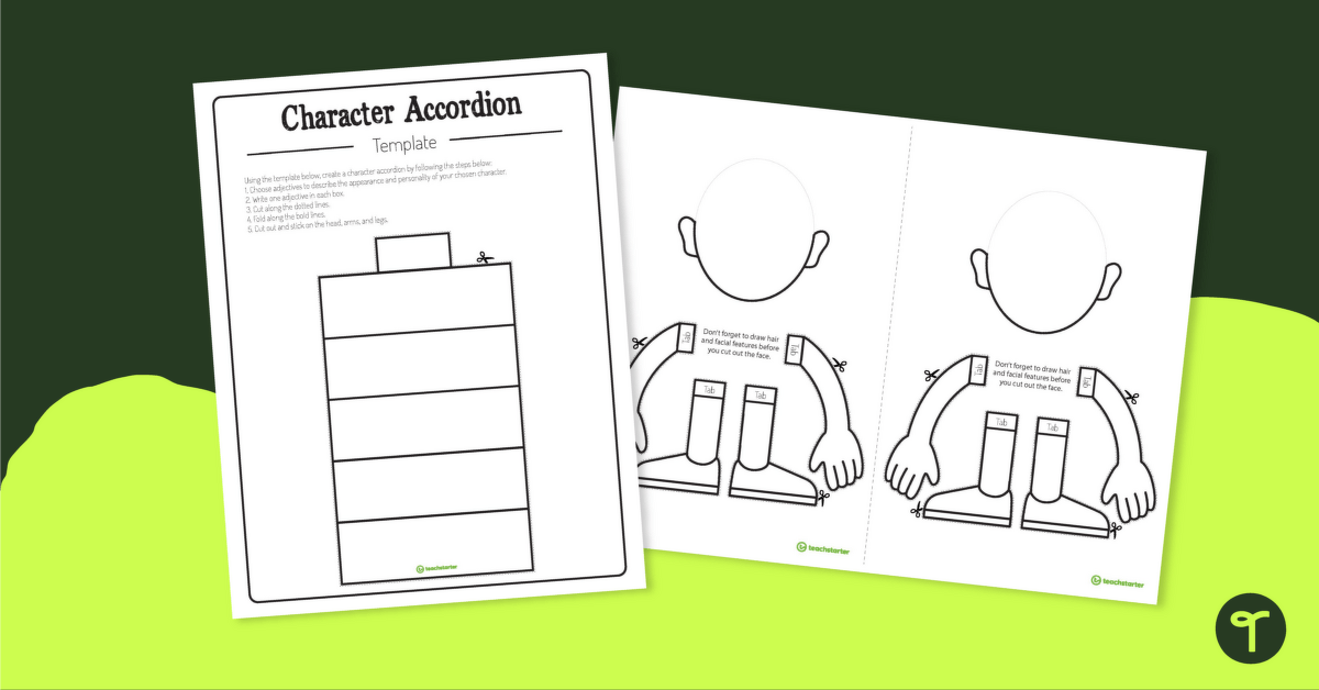 Character Traits Accordion Template – Blank teaching resource