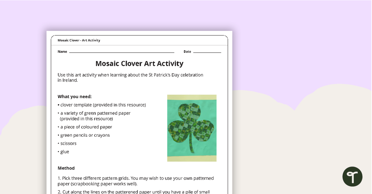 Mosaic Clover Art Activity teaching resource