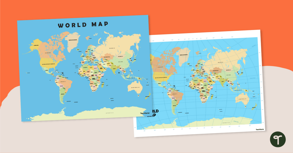 world map for kids with countries