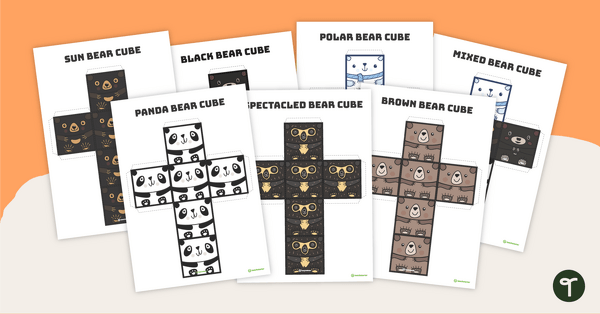 Image of Bear Square 3D Cube - Template