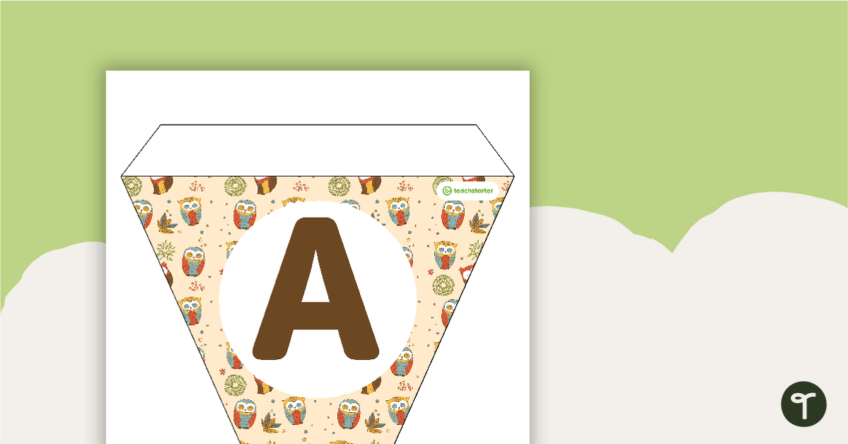 Owls Pattern - Letters and Number Pennant Banner teaching resource