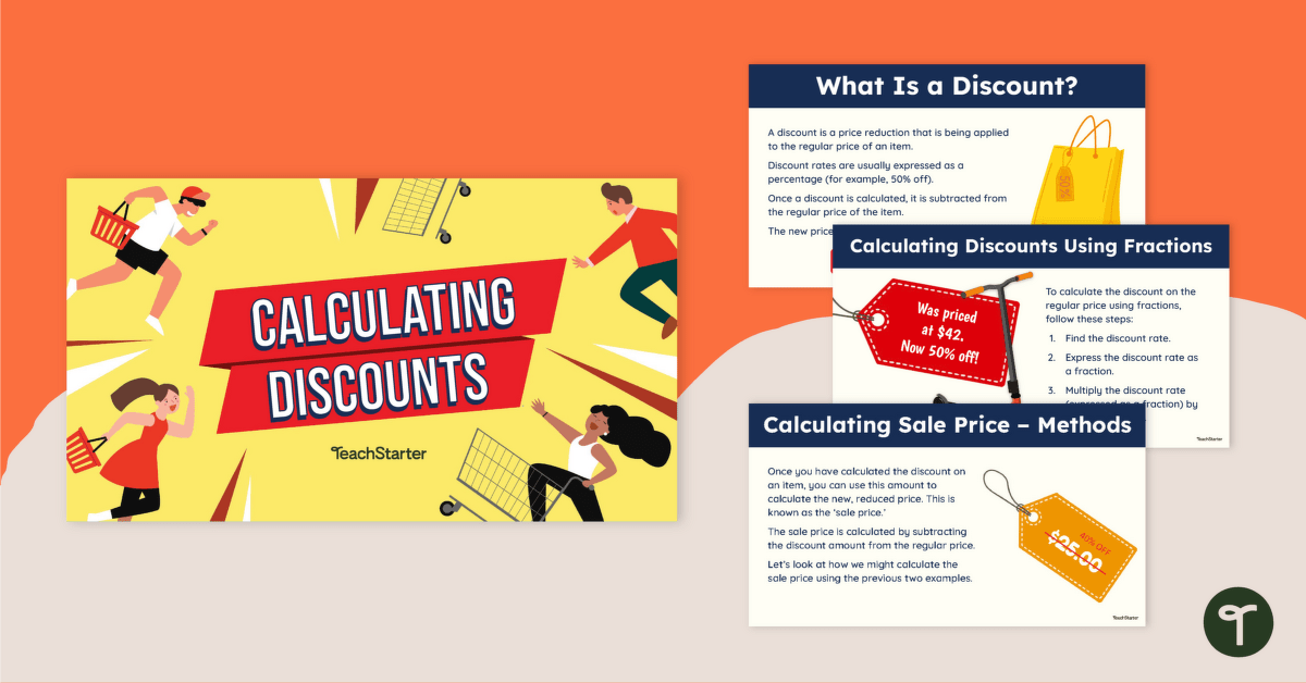 Calculating Discounts and Sale Price Teaching Slides teaching resource