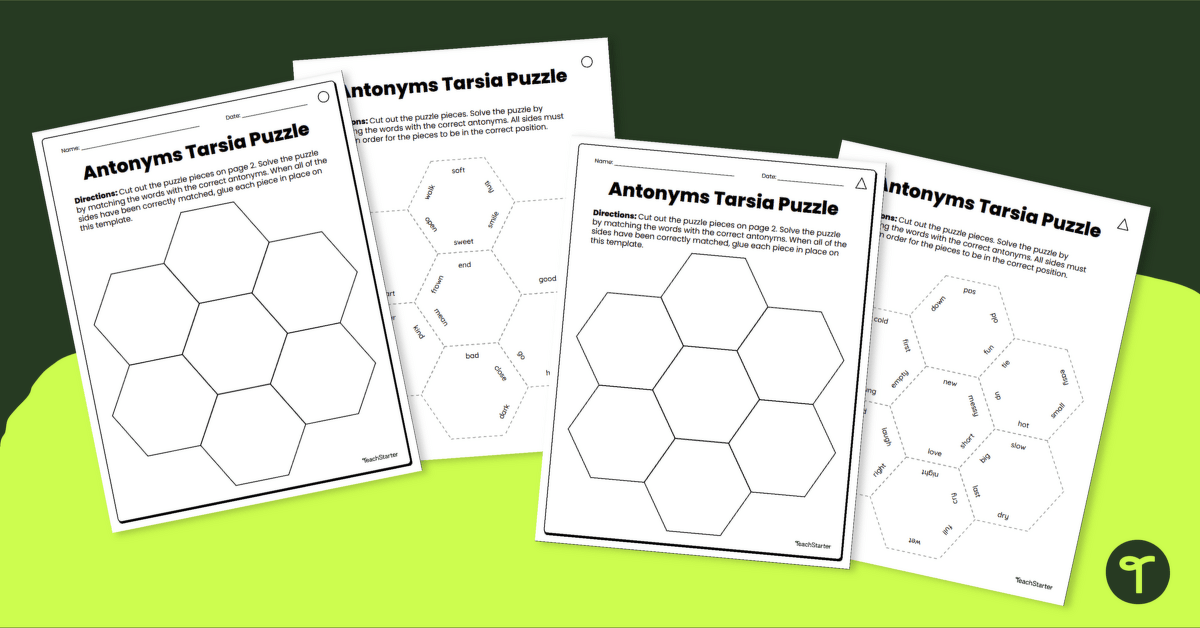 Antonyms Polygon Puzzle teaching resource
