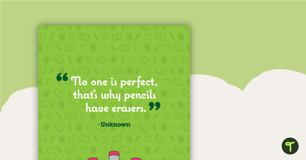 No One is Perfect - Positivity Poster teaching resource