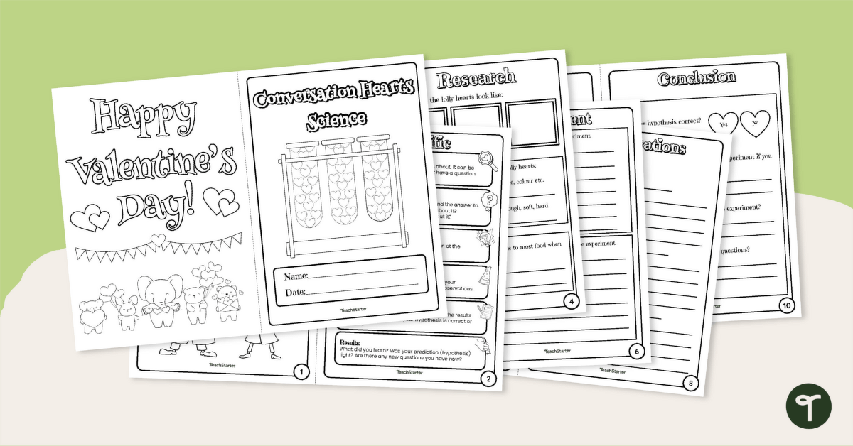 Conversation Heart Lollies Science Experiment Workbook teaching resource