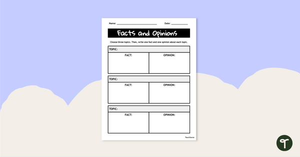 Go to Fact and Opinion Graphic Organizer teaching resource