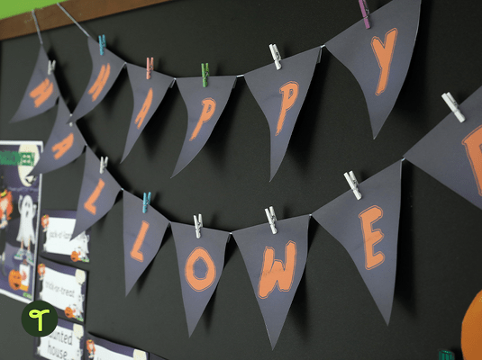 Happy Halloween Pennant Banner teaching resource