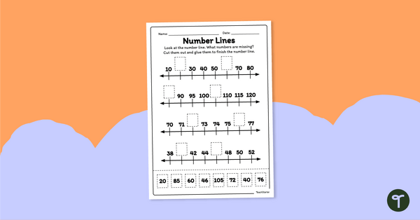 Number Lines – Cut and Paste Worksheets teaching resource
