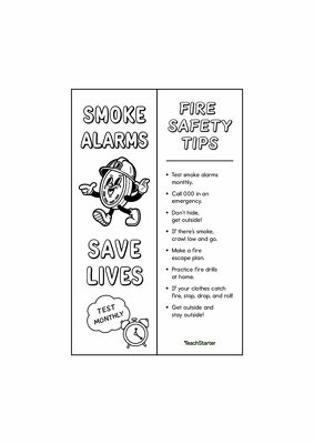 Fire Safety Tips Bookmark teaching resource