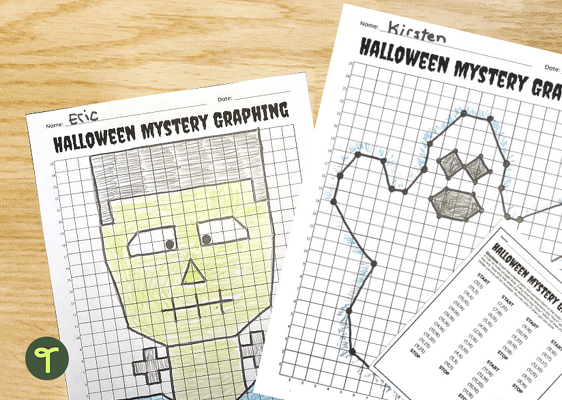 Halloween Coordinate Graphing Worksheets teaching resource