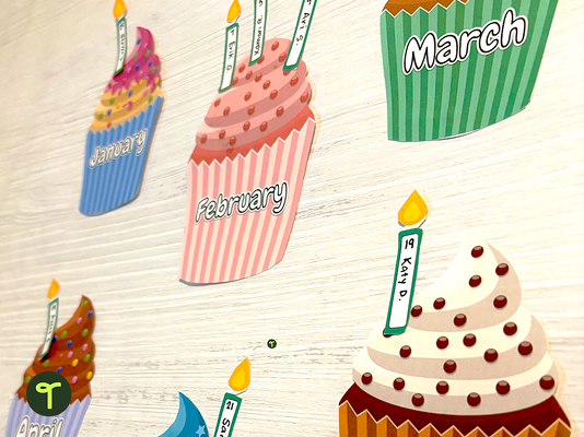 Cupcake Classroom Birthday Chart Display teaching resource