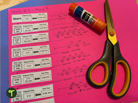 Order Up! Elapsed Time Puzzles teaching resource