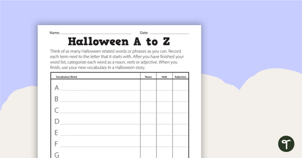 Go to Halloween A to Z - Vocabulary Activity teaching resource