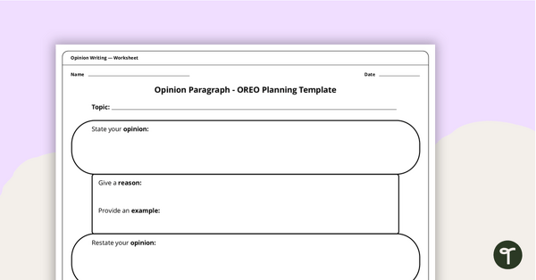 Opinion Paragraph - OREO Planning Template teaching resource