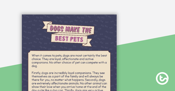 Dogs Make The Best Pets - Reading Comprehension Test teaching resource
