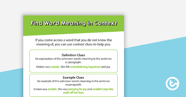 Find Word Meaning in Context Poster teaching resource