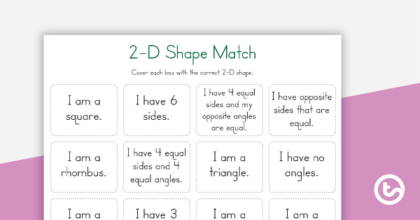 2-D Shape Match teaching resource