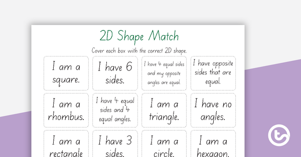 2D Shape Match teaching resource