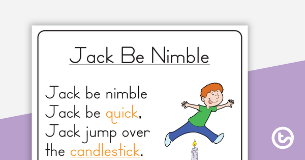 Jack Be Nimble Nursery Rhyme - Poster and Cut-Out Pages teaching resource