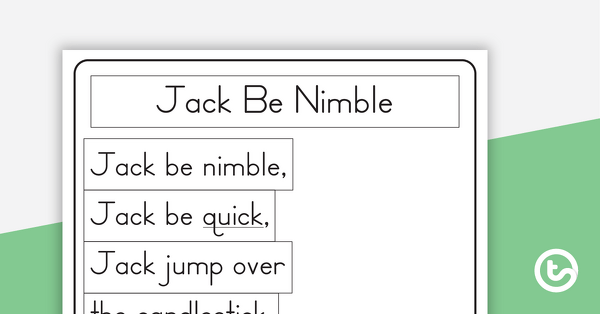 Jack Be Nimble Nursery Rhyme - Poster and Cut-Out Pages teaching resource
