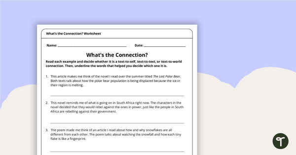 What's the Connection? Worksheet teaching resource