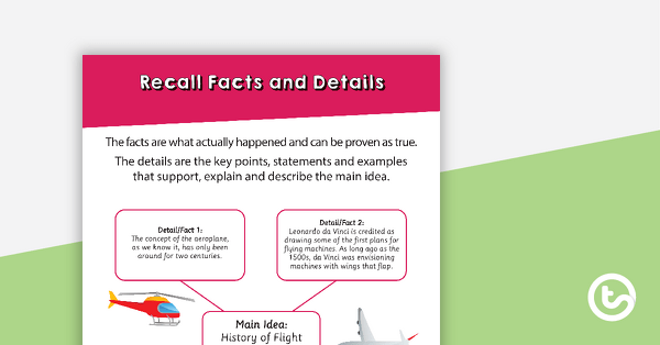 Recall Facts and Details Poster teaching resource
