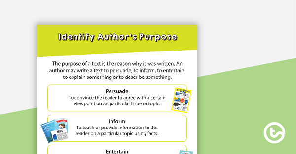 Identify Author's Purpose Poster teaching resource
