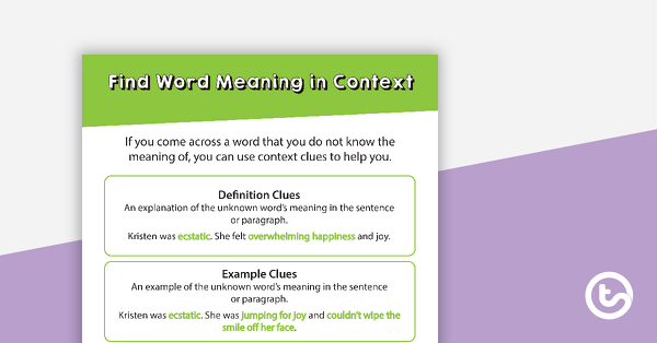 Find Word Meaning in Context Poster teaching resource