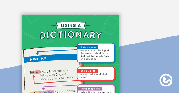 Using a Dictionary Poster and Bookmark teaching resource