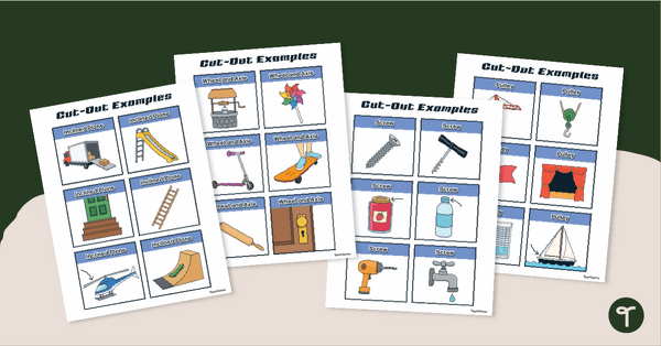 Flashcards - Pictures of Simple Machines teaching resource