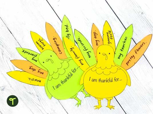 Thanksgiving Crafts - I Am Thankful For Printable teaching resource